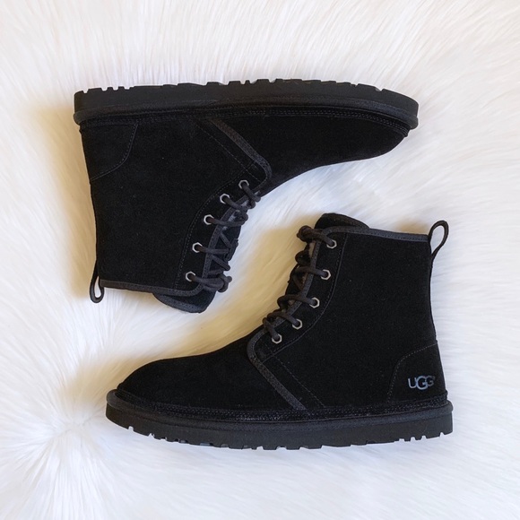 UGG Men’s Harkley Black Lace-Up Ankle Boots - Picture 5 of 8